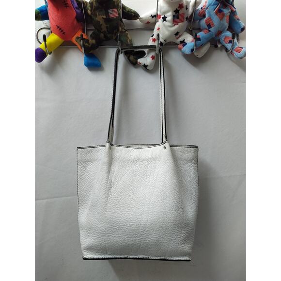 Talbot's White Leather Double Handle Tote Shoulder Bag - Picture 15 of 16